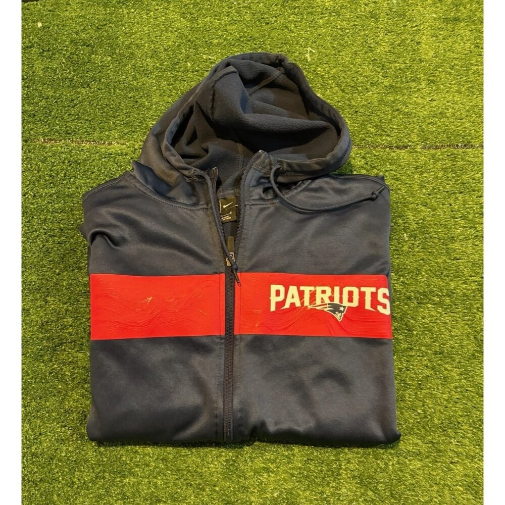 New England Patriots jacket mens large blue red nike lightweight dri fit NFL 15
